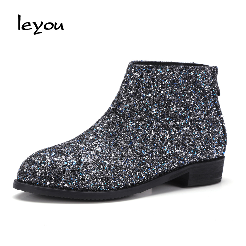 sparkly low heel boots