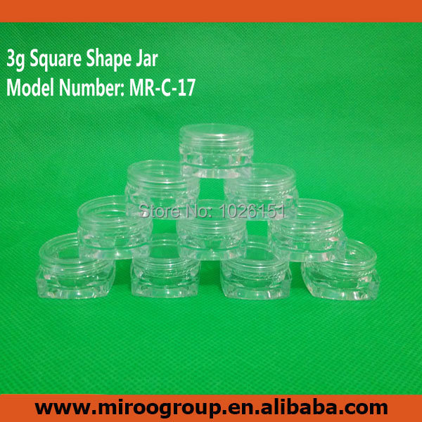 FreeShip High Quality 100PCS 3g clear plastic cosmetic jar pot for nail art glitters small cream