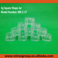 FreeShip High Quality 100PCS 3g clear plastic cosmetic jar pot for nail art glitters, small cream jar cosmetic jars container