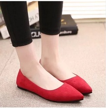 Lady s 4 13 Plain Flock leather pointed closed toe platform single low Cutter women pregnant