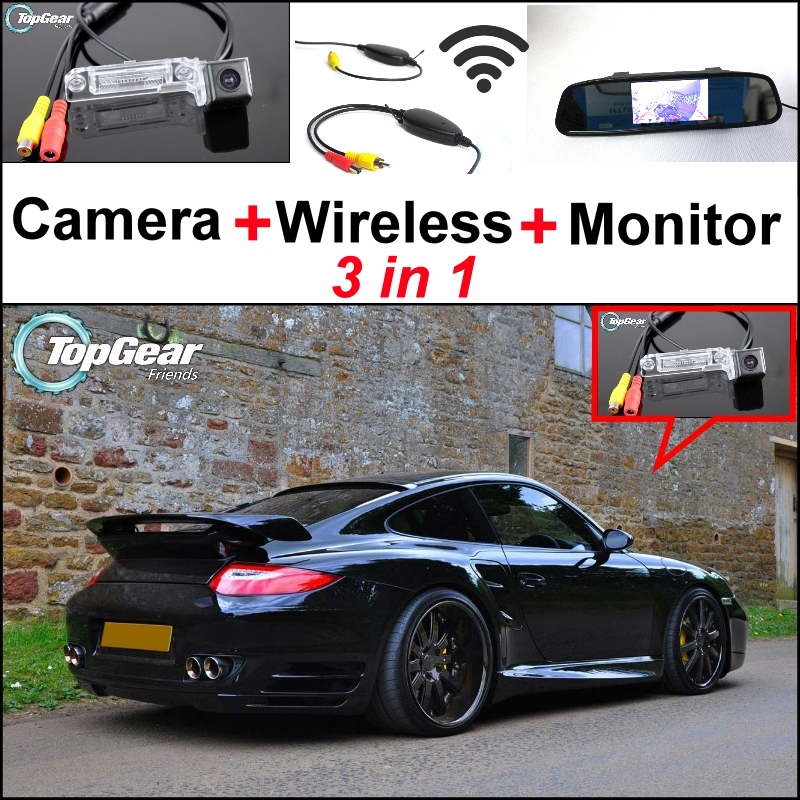 3 in1 Special Rear View Camera + Wireless Receiver + Mirror Monitor DIY Parking System For Porsche 993 996 Carrera 911 1989~2005