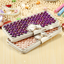 S5/S6/S6Edge/Plus Glitter Diamond Flip Wallet Card Slots Crystal Bow-knot Buckle Case For Samsung Galaxy S5 S6 Edge/Plus Cover