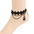 European Style Gothic Retro Black Lace Alloy Heart Shaped Handcrafted Gift Women Anklet