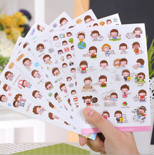 6 Sheets set Cute Lovely Girls Phone Calendar Book Album Diary Decor Paper Sticker Scrapbooking Kawaii