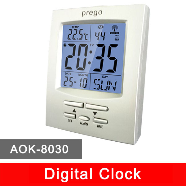 AOK 8030 LED Digital Radio Controlled Clock & Daylight Saving Time & Alarm Clock & thermometer C