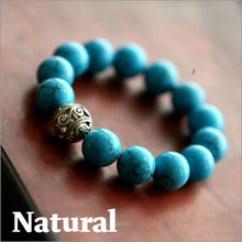 Free Shipping New Natural Turquoise Handmade Beaded Bracelet, Fashion Thai Silver Bangle Accessories, For Men And Women Lovers