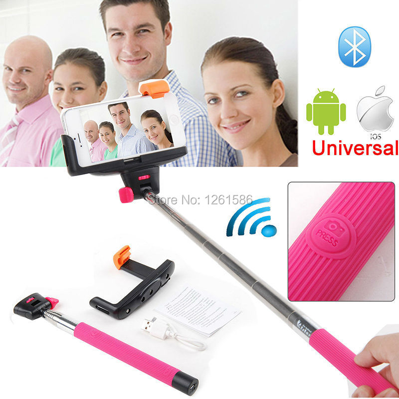 for iPhone 6 Plus-FOR Samsung Galaxy Note 4 Bluetooth Self-portrait Monopod-PINK