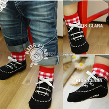 Kids Baby Socks Cotton Shoelaces Style Anti Slip Short Socks 0 4Y