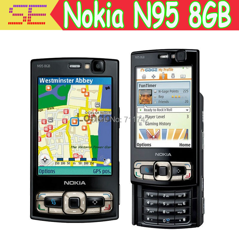 NOKIA N95 8GB Mobile Phone 3G 5MP Wifi GPS 2 8 Screen GSM Unlocked Smartphone Russian