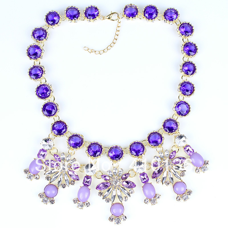 MN357 Fashion Statement Necklace Bib Necklace Blue Crystal Fashion Design  New Arrival Free Shipping
