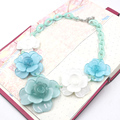 collier acrylic flower necklace 2016 ZHONGLV Jewelry Chain Resin color Flower ZA Statement Necklaces for women