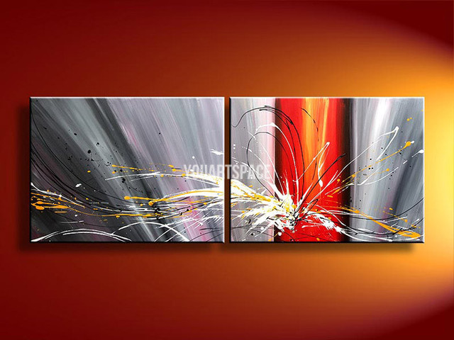 Modern abstract picture fantasy space gray and red wall art oil ...