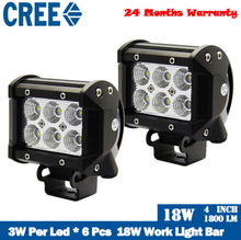 2x 4INCH 18W CREE LED Work Light Bar Flood OFFROAD 4WD SUV ATV CAR Lamp