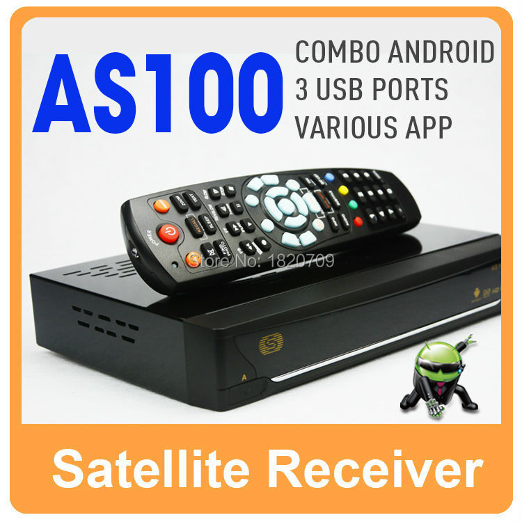 1PC FREE SHIPPING S-AS100 Android+DVB-S2 box, Built-in WIFI 3G cccam sharing newcamd/  F3S/F4S/F5S/V6/V7/V8/A100/AS100