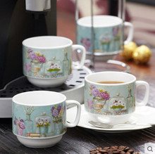 Simple style 4pcs ceramic espressos coffee cups set with storage rack multi type to choose novelty
