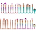 10 11pcs Mermaid Shaped Makeup Brush Set Fish Scale Foundation Powder Eyeshadow Contour Blending Cosmetic Fishtail