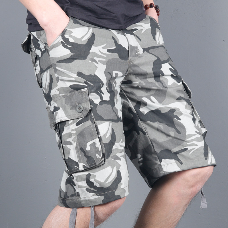 Casual Camouflage Beach Cargo Shorts Summer Men's Cotton Loose Pocket Pants Hot 