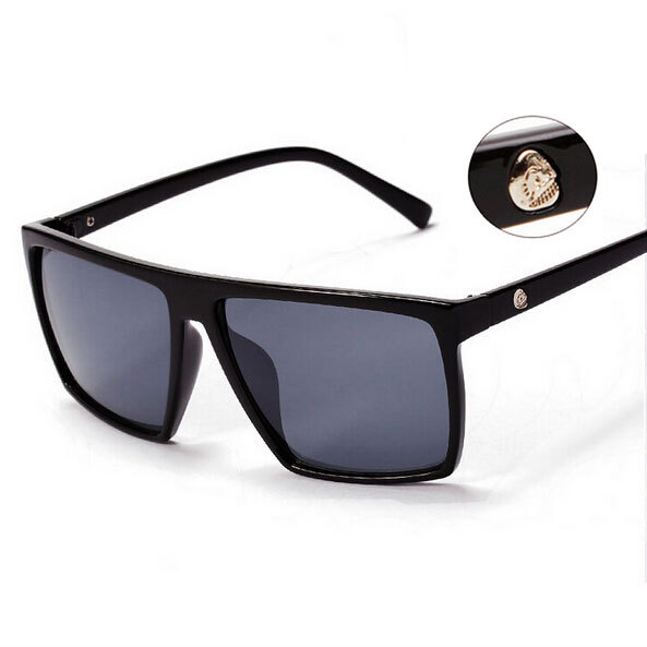 Brand New 2015 Steampunk Square Sunglasses Men SKULL Logo All Black Coating Sun Glasses Women Brand