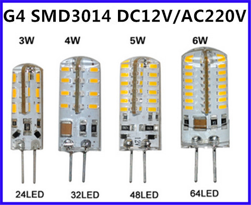 Kitop 1Pcs SMD3014 G4 3W 4W 5W 6W LED Crystal lamp light DC12V AC220V Silicone Body