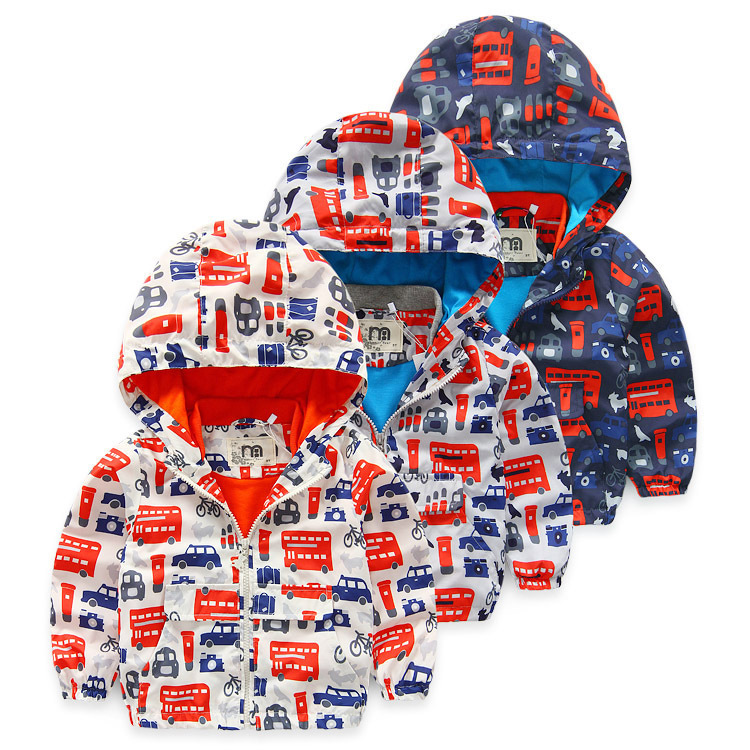 Retail Pizex 2016 Spring Fall font b Boys b font Outerwear Coats Kids Buses And Cars