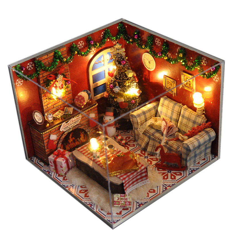 christmas gift diy wooden doll house with furniture light christmas gift diy wooden doll house with furniture light