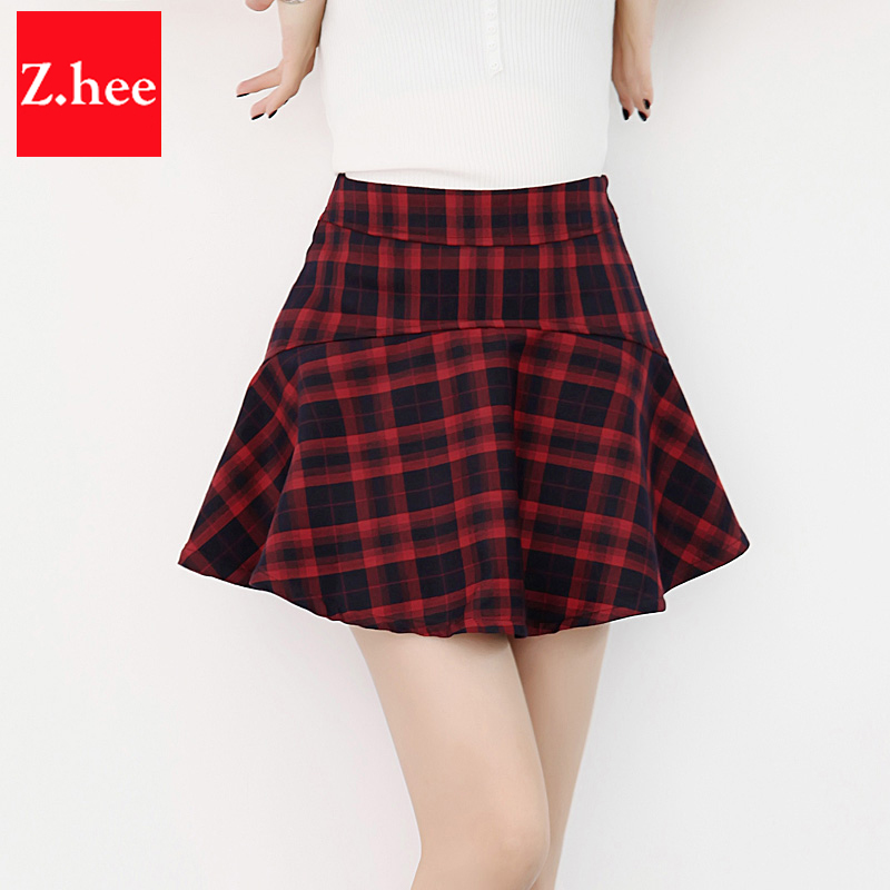 Mini Plaid Woolen Retro High Waist Skirts Womens font b Tartan b font Ball Gown Female