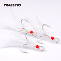 20pcs Lot Fishing Hook White Red Fly Tying Hooks Treble Hooks Fishhook Carp Hook Free Shipping