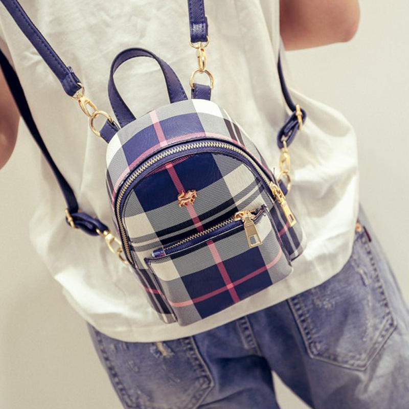 2016 New hot Multifunctional summer England font b Plaid b font women backpack sweet lady backpack