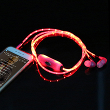 Visible Flowing LED Flashing Light Glow Sport Stereo In ear Headphone Headset Earphone w/ Mic for All Smart Phone Tablet iPod