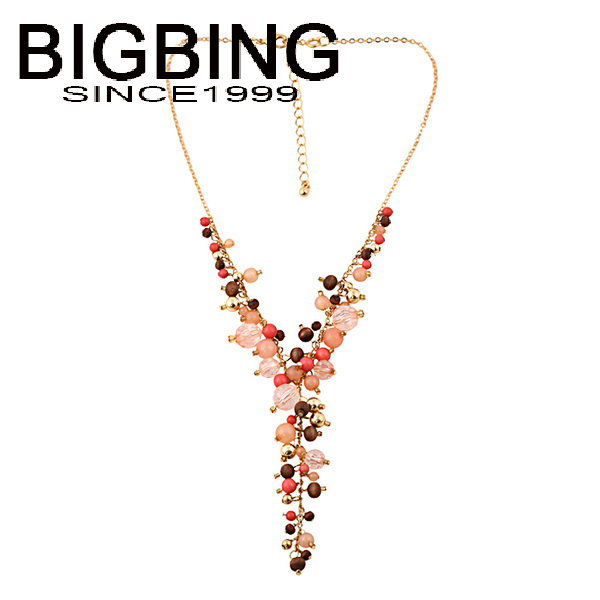 BigBing fashion jewelry fashion pink beads necklace chain short female ...