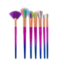 7Pcs Rainbow Fish Scale Mermaid Makeup Brushes Set for Foundation Liquid Powder Eye Shadow Brow Blusher