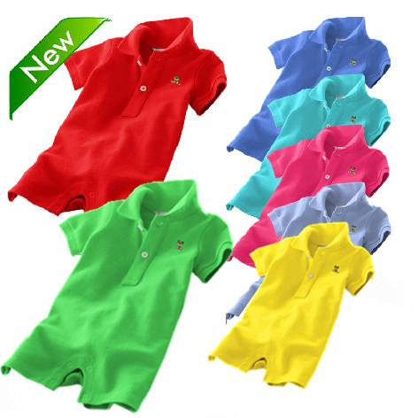 Newest 2015 summer unisex baby rompers polo baby boys girls overall 100 cotton baby jumpsuits size