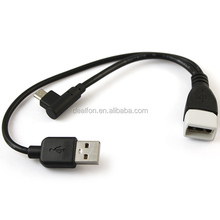 Color USB A Female to 90 Degree Micro B Male and Power for External Device USB