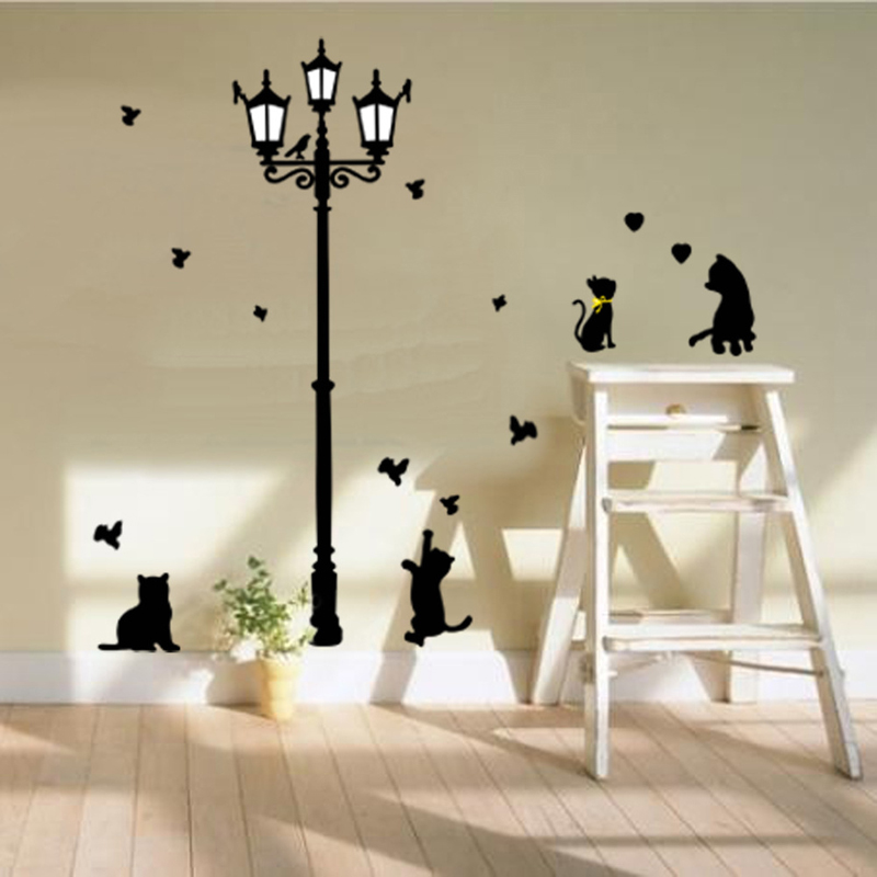 Home decoration funny 4 cats wall sticker kids wallstickers ...