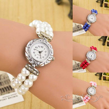 2016 New Fashion Luxury Women Faux Pearl Watches Quartz Analog Bracelet Wrist Watches 5 Style Dress Watch High Quanlity