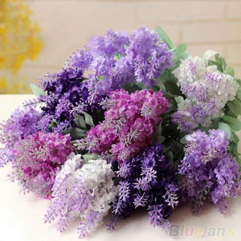 10 Heads Artificial Lavender Silk Flower Bouquet Wedding Home Party Decor for Display 01P1 48DH