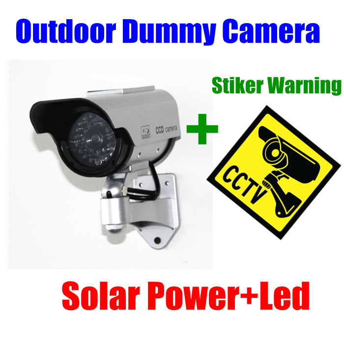 Indoor Outdoor ip camera Solar Powered Fake Dummy CCTV Security Camera with LED Light Waterproof sticker warning decal Indoor Outdoor ip camera Solar Powered Fake Dummy CCTV Security Camera with LED Light Waterproof sticker warning decal