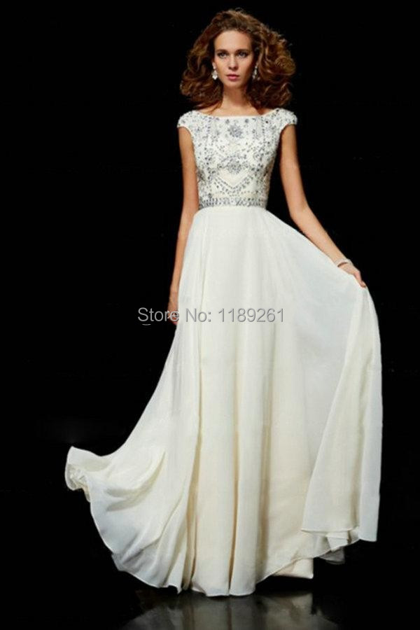 Ivory Short Sleeve Formal Dresses