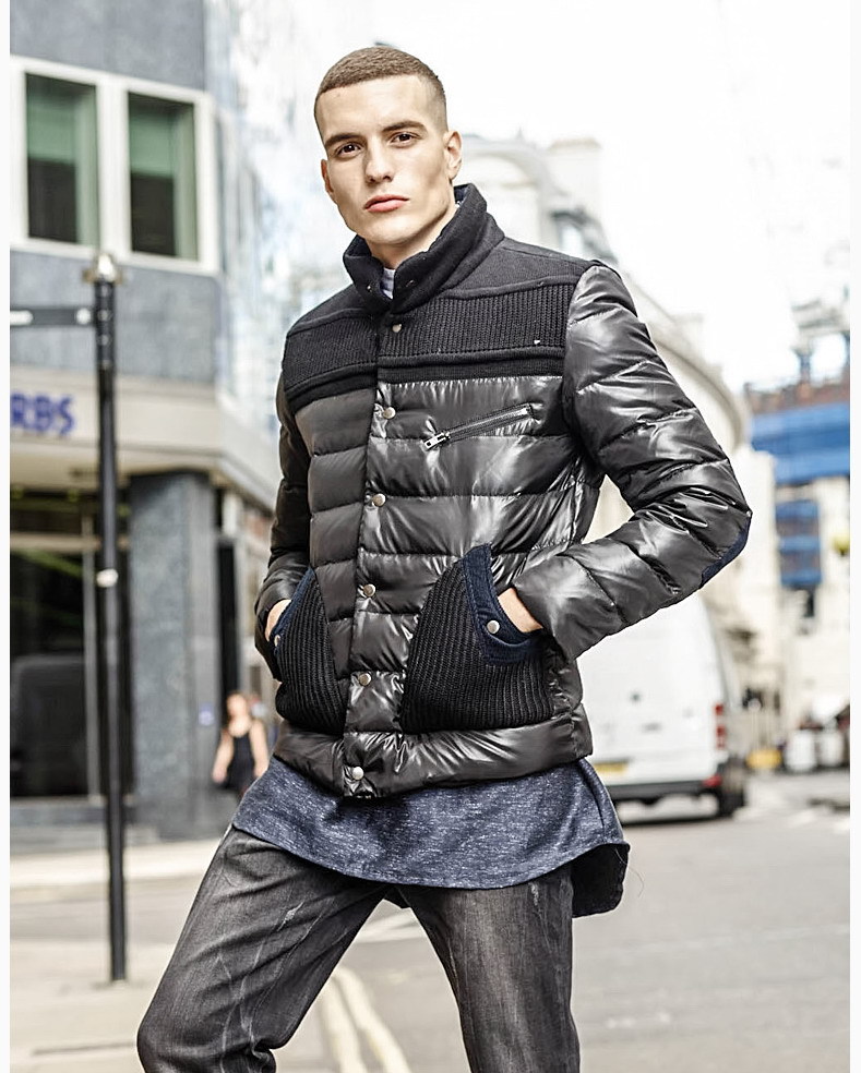 Pocket coat Winter Coat men 2015 autumn single breasted mens patchwork jacket and coats stand collar