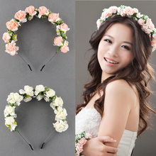 Fashion Stylish Hot Sale Flower Garland Floral Bridal Headband Hairband Wedding Prom flower headband Hair Accessories
