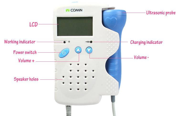 VCOMIN Fetal Doppler FD-200B Fetal Heart Rate Detection Device for Home Office Supplies