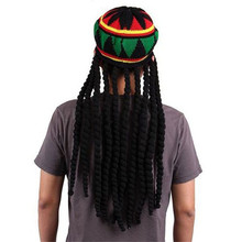 2016 Men Women Jamican Rasta Hat Dreadlocks Wig Bob Marley Caribbean Fancy Dress Prop Unisex Knitted Beanie Hat