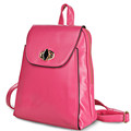 Preppy Style Trendy New Schoolbag Lady PU Backpack Twist Lock Flap Backpack Women Solid Color Designer