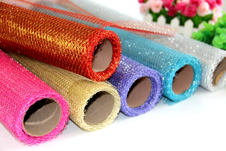 Free Shipping Glitter Floral Wrapping Mesh Roll 5...