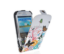 50pcs/lot Flower pattern pu leather flip case for samsung galaxy s3 mini i8190, s3 mini flip cover,mix design,free shipping