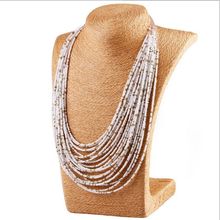 Bohemian style 20 layers of hand-woven beaded collar bib necklace statement necklace free shipping women’s fashion accessories
