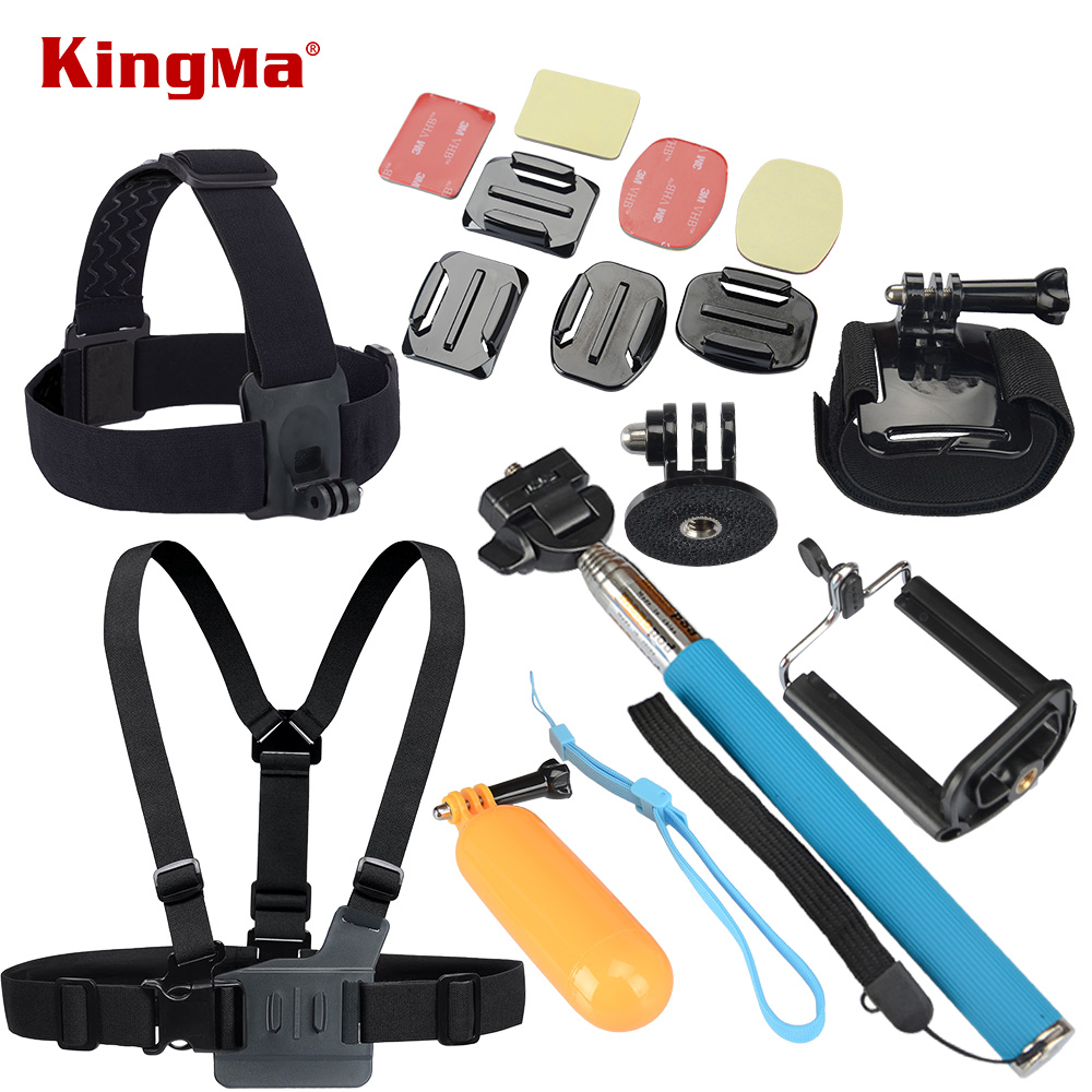KingMa Gopro Accessories Chest Belt+Velcro Belt for Remote+Head Strap+Helmet Strap+Floaty Bobber+Monopod for Gopro Hero3 3+ 4