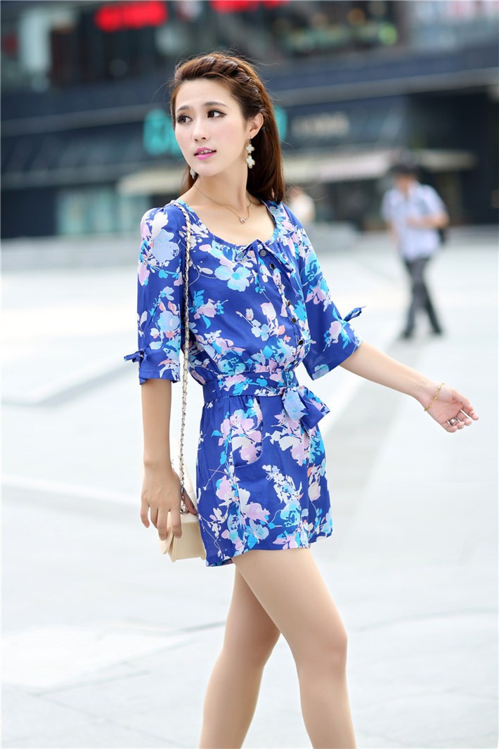 2015-Summer-Style-Women-Fashion-Short-Jumpsuits-and-Rompers-Floral-Printed-Women-Short-Sleeve-Chiffon-Overalls-CL02622