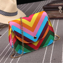 2016 Summer mini pu leather striped rainbow crossbody shoulder bags handbags women famous brands women messenger bag ladies bags