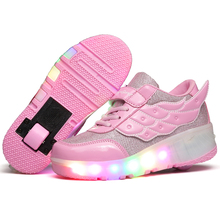 Children Heelys High Quality Skates Boy & Girl Automatic One Wheel Shoes Kids With LED Lighted Flashing Sneakers Roller Shoes